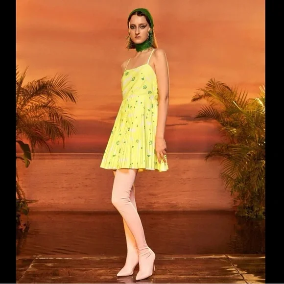 🔥 Janie Hao Graphic Print Pleated Hem Cami Dress - Picture 2 of 3